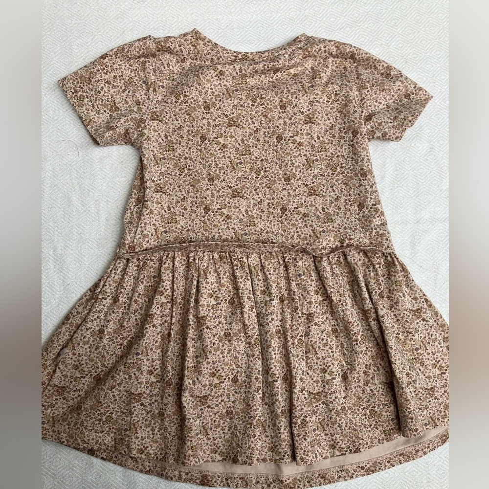 Wheat neutral pink floral dainty dress organic cotton 3T 3Y - Picture 3 of 3